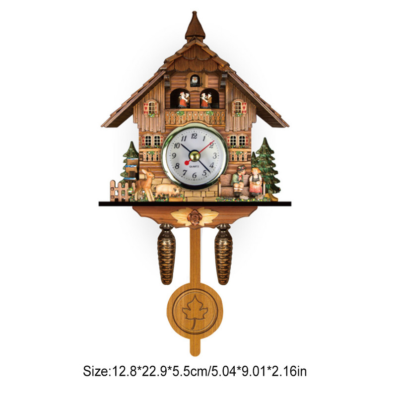 Скандинавски часовник с кукувица Горски часовници Дървени часовници Къщички за птици Часовници Захранвани с батерии Декорация на стени Дом Ресторант Всекидневна