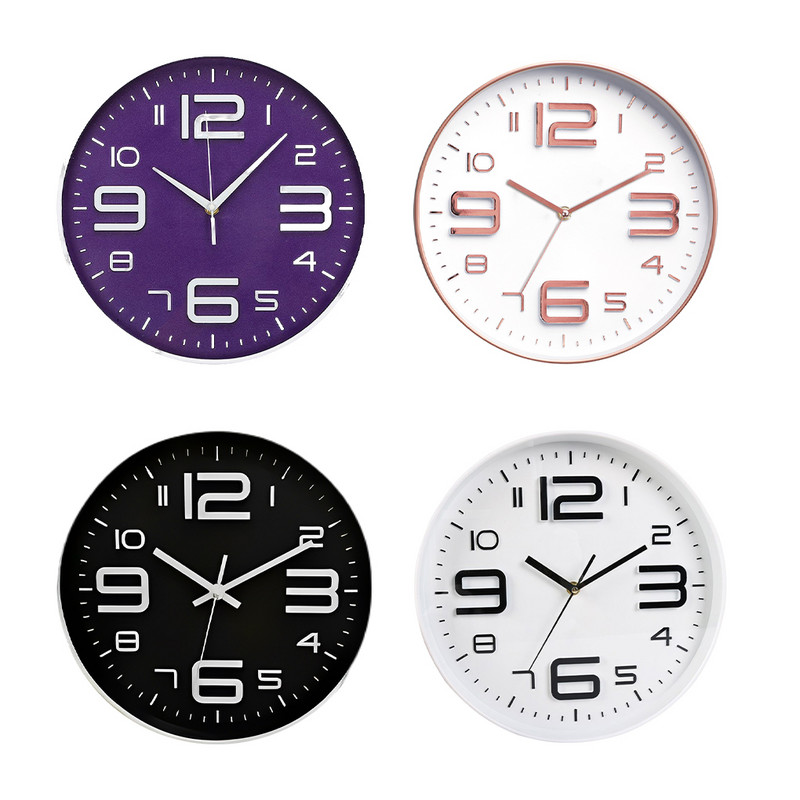12-инчов стенен часовник с нетиктакаща стрелка, работещ с батерии, часовник, семпъл декоративен модерен хол, големи висящи часовници