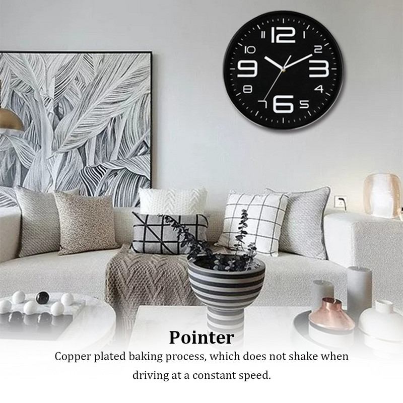 12-инчов стенен часовник с нетиктакаща стрелка, работещ с батерии, часовник, семпъл декоративен модерен хол, големи висящи часовници