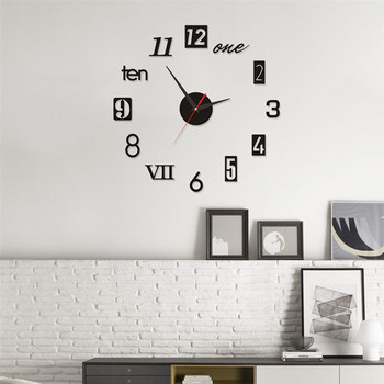 Модерен стенен часовник без рамка, безшумен светещ часовник, акрилен огледален стикер, подвижна модна декорация за всекидневна