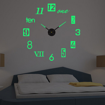 Модерен стенен часовник без рамка, безшумен светещ часовник, акрилен огледален стикер, подвижна модна декорация за всекидневна