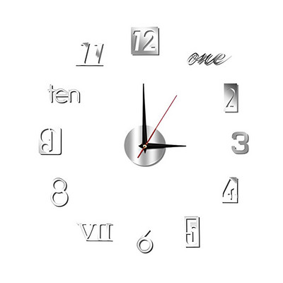 Модерен стенен часовник без рамка, безшумен светещ часовник, акрилен огледален стикер, подвижна модна декорация за всекидневна