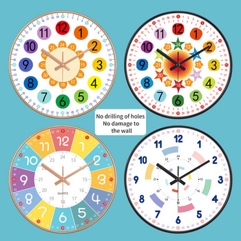 24 стилен 8-инчов часовник за ранно детско образование Mute Домашен хол Спалня Стенен Електронен цветен часовник без батерии