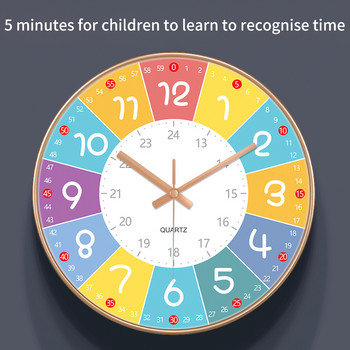 24 стилен 8-инчов часовник за ранно детско образование Mute Домашен хол Спалня Стенен Електронен цветен часовник без батерии