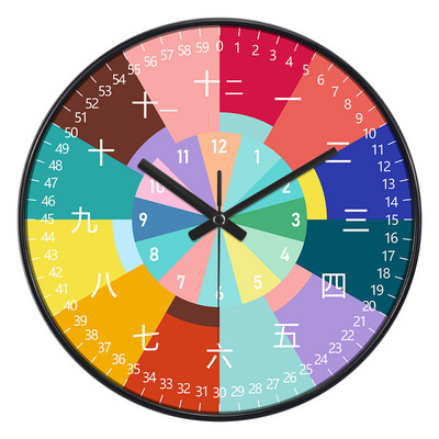 24 стилен 8-инчов часовник за ранно детско образование Mute Домашен хол Спалня Стенен Електронен цветен часовник без батерии