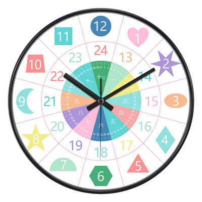 24 стилен 8-инчов часовник за ранно детско образование Mute Домашен хол Спалня Стенен Електронен цветен часовник без батерии