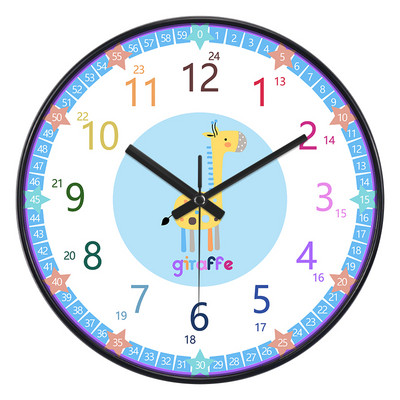 24 стилен 8-инчов часовник за ранно детско образование Mute Домашен хол Спалня Стенен Електронен цветен часовник без батерии