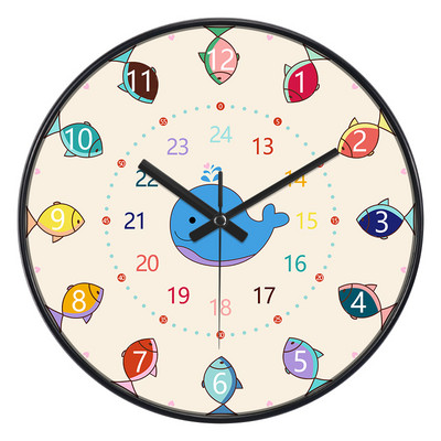 24 стилен 8-инчов часовник за ранно детско образование Mute Домашен хол Спалня Стенен Електронен цветен часовник без батерии