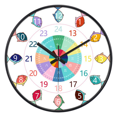 24 стилен 8-инчов часовник за ранно детско образование Mute Домашен хол Спалня Стенен Електронен цветен часовник без батерии