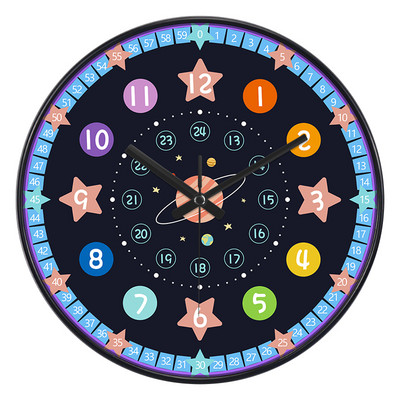 24 стилен 8-инчов часовник за ранно детско образование Mute Домашен хол Спалня Стенен Електронен цветен часовник без батерии