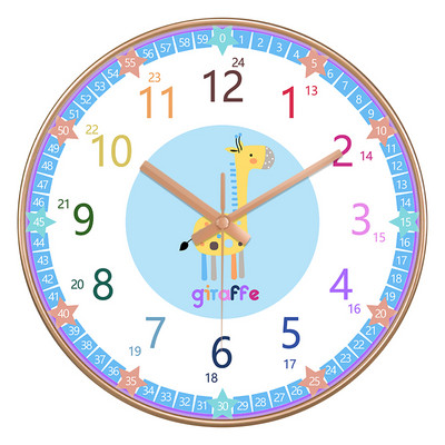 24 стилен 8-инчов часовник за ранно детско образование Mute Домашен хол Спалня Стенен Електронен цветен часовник без батерии