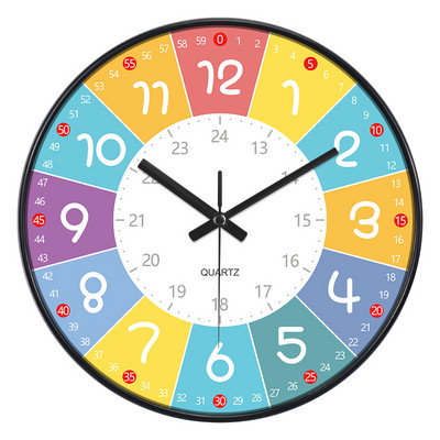 24 стилен 8-инчов часовник за ранно детско образование Mute Домашен хол Спалня Стенен Електронен цветен часовник без батерии