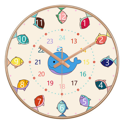 24 стилен 8-инчов часовник за ранно детско образование Mute Домашен хол Спалня Стенен Електронен цветен часовник без батерии