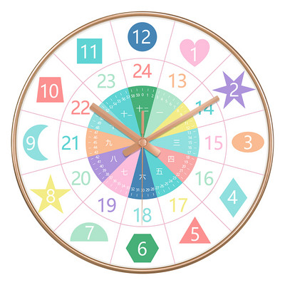 24 стилен 8-инчов часовник за ранно детско образование Mute Домашен хол Спалня Стенен Електронен цветен часовник без батерии