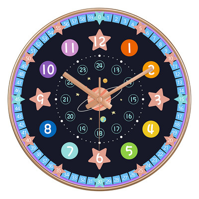 24 стилен 8-инчов часовник за ранно детско образование Mute Домашен хол Спалня Стенен Електронен цветен часовник без батерии