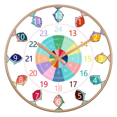 24 стилен 8-инчов часовник за ранно детско образование Mute Домашен хол Спалня Стенен Електронен цветен часовник без батерии