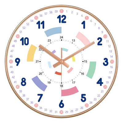 24 стилен 8-инчов часовник за ранно детско образование Mute Домашен хол Спалня Стенен Електронен цветен часовник без батерии