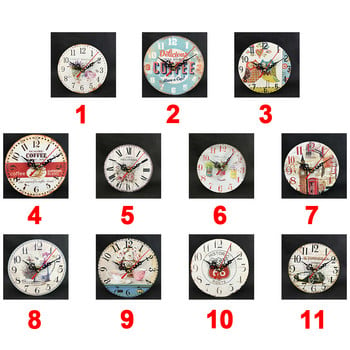 12cm Office Vintage Timer Shabby Chic Antique Home Ξύλινο Ρουστίκ Ρολόι τοίχου κουζίνας