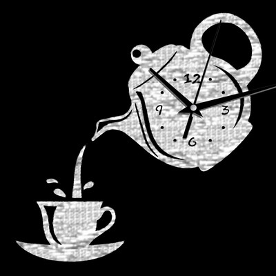 Творчески Направи си сам 3D акрилен стенен часовник Чаша за кафе Чайник Кухненски декоративни стенни часовници Всекидневна Моден домашен декор Часовник