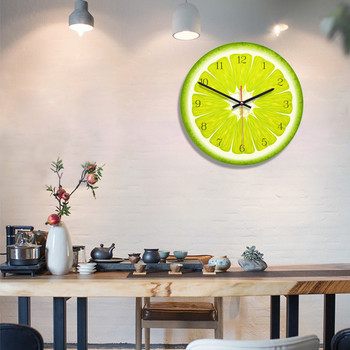 Ακρυλικό Ευρωπαϊκό Δημιουργικό Σαλόνι Ρολόι τοίχου με φρούτα Υπέροχο ρολόι που δεν χτυπάει Σαλόνι Κουζίνα Υπνοδωμάτιο Διακόσμηση γραφείου