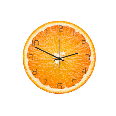 Акрилен европейски креативен стенен часовник с плодове за всекидневна Прекрасен нетиктакащ часовник Всекидневна Кухня Спалня Офис Декор