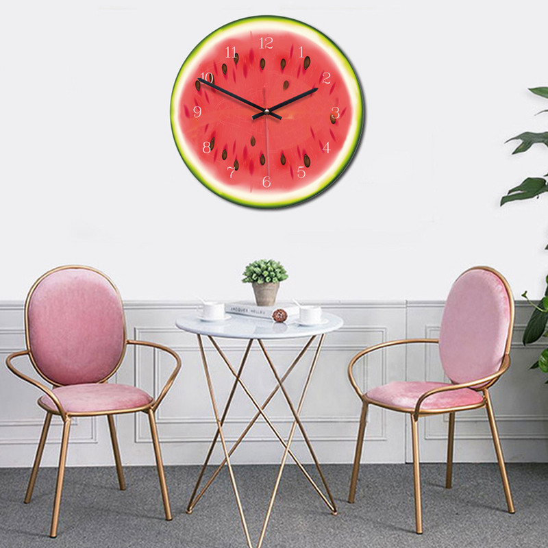 Акрилен европейски креативен стенен часовник с плодове за всекидневна Прекрасен нетиктакащ часовник Всекидневна Кухня Спалня Офис Декор