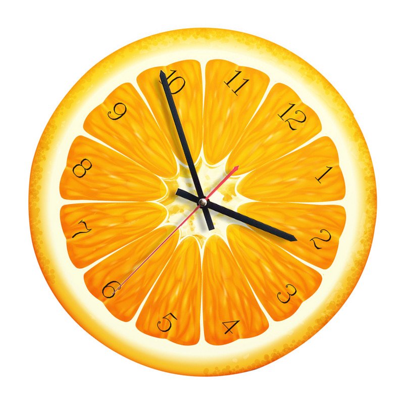 Акрилен европейски креативен стенен часовник с плодове за всекидневна Прекрасен нетиктакащ часовник Всекидневна Кухня Спалня Офис Декор