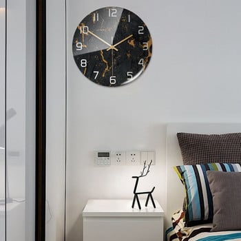 Ζωγραφική με υφή μαύρου μάρμαρου Χρυσές γραμμές Ρολόι τοίχου Διακόσμηση σπιτιού Υπνοδωμάτιο Αθόρυβα ρολόγια Ρολόι τοίχου Ψηφιακό ρολόι τοίχου Μοντέρνα σχεδίαση