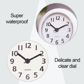 Мини смукателен стенен часовник Баня против замъгляване Водоустойчив 7 см Кухня Тоалетна Малък кварцов настолен часовник