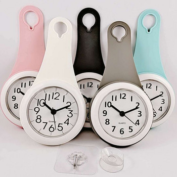 Мини смукателен стенен часовник Баня против замъгляване Водоустойчив 7 см Кухня Тоалетна Малък кварцов настолен часовник