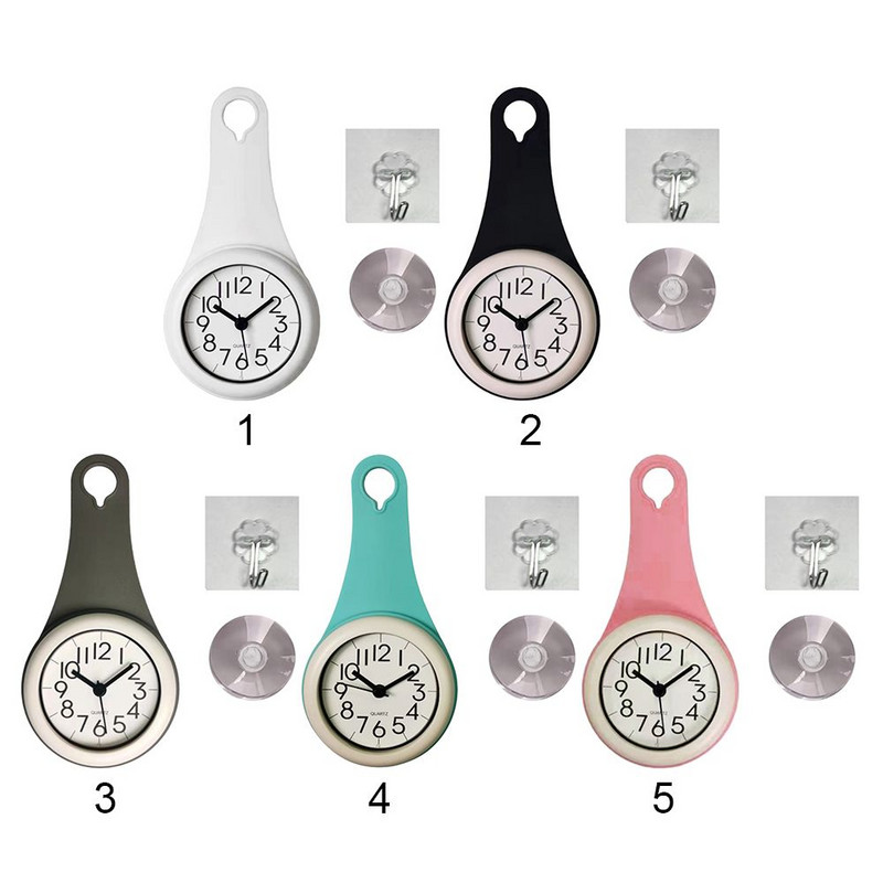 Мини смукателен стенен часовник Баня против замъгляване Водоустойчив 7 см Кухня Тоалетна Малък кварцов настолен часовник