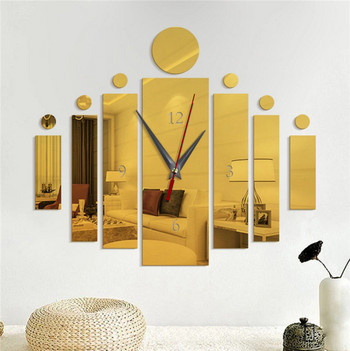 Μοντέρνο ρολόι τοίχου Καθρέφτης Ασημένιο ρολόι τοίχου 3d μεγάλο ρολόι χαλαζία ρολόγια σαλονιού διακόσμηση σπιτιού νεκρή φύση ασημένια αυτοκόλλητα