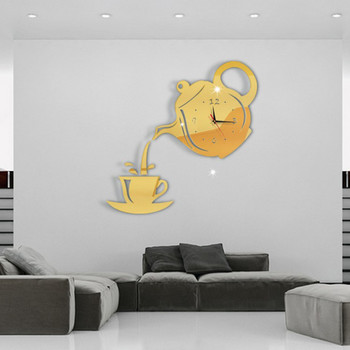 Hot Sale Τρισδιάστατο ρολόι τοίχου Ακρυλικό τσαγιέρες για φλιτζάνι καφέ Perfect Art Decorate Μοντέρνο ρολόι τοίχου για ρολόγια τοίχου σπιτιού Διακόσμηση σπιτιού
