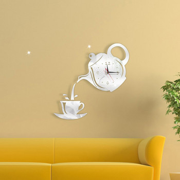 Hot Sale Τρισδιάστατο ρολόι τοίχου Ακρυλικό τσαγιέρες για φλιτζάνι καφέ Perfect Art Decorate Μοντέρνο ρολόι τοίχου για ρολόγια τοίχου σπιτιού Διακόσμηση σπιτιού