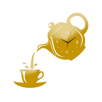 Гореща разпродажба 3D стенен часовник Акрилна чаша за кафе Чайници Перфектно изкуство Украсете модерен стенен часовник за дома Стенни часовници Домашен декор