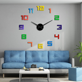 Πολύχρωμα νούμερα Ρολόι τοίχου Rainbow Colors DIY Ρολόι τοίχου γιγάντιο Πολύχρωμο Αρυλικό DIY Ρολόι τοίχου Big Numbers Ρολόι διακόσμησης σπιτιού
