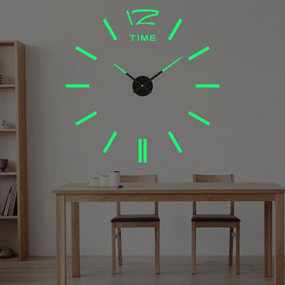 Направи си сам, креативен, прост, светещ дигитален часовник, безшумен стенен часовник, декорация на стена за офис, всекидневна, без перфорация, часовник със стикери за стена