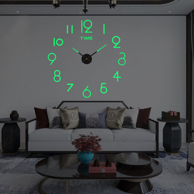 Направи си сам, креативен, прост, светещ дигитален часовник, безшумен стенен часовник, декорация на стена за офис, всекидневна, без перфорация, часовник със стикери за стена