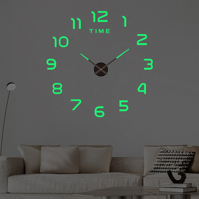 Направи си сам, креативен, прост, светещ дигитален часовник, безшумен стенен часовник, декорация на стена за офис, всекидневна, без перфорация, часовник със стикери за стена