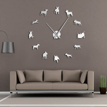 Различни породи кучета 3D Направи си сам гигантски стенен часовник Зоомагазин Wall Art Puppy Dog Видове декоративни часовници Екологичен подарък Любители на домашни любимци