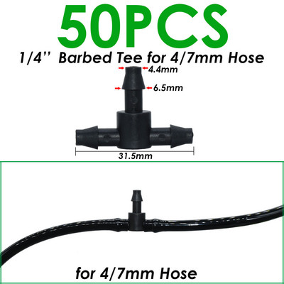 SPRYCLE 20-100PCS 1/4-инчов съединителен тройник Капково напояване Капково поливане Градински инструменти за 4 мм/7 мм тръбен маркуч Оранжерия