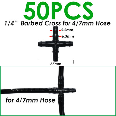 SPRYCLE 20-100PCS 1/4-инчов съединителен тройник Капково напояване Капково поливане Градински инструменти за 4 мм/7 мм тръбен маркуч Оранжерия