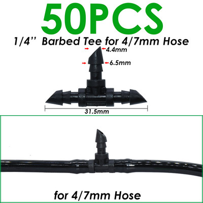 SPRYCLE 20-100PCS 1/4-инчов съединителен тройник Капково напояване Капково поливане Градински инструменти за 4 мм/7 мм тръбен маркуч Оранжерия