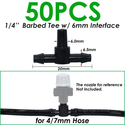 SPRYCLE 20-100PCS 1/4-инчов съединителен тройник Капково напояване Капково поливане Градински инструменти за 4 мм/7 мм тръбен маркуч Оранжерия