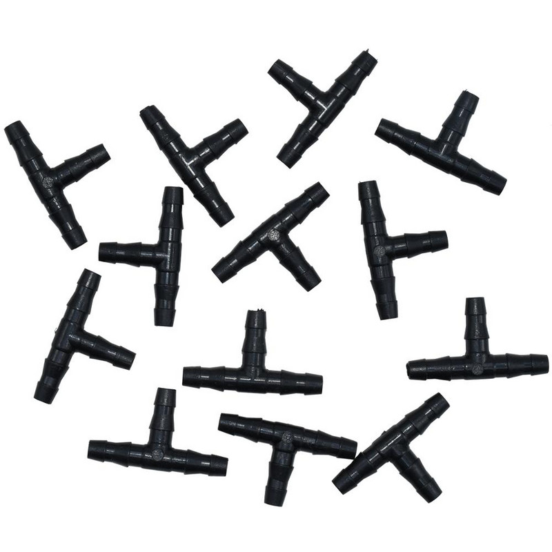 SPRYCLE 20-100PCS 1/4-инчов съединителен тройник Капково напояване Капково поливане Градински инструменти за 4 мм/7 мм тръбен маркуч Оранжерия
