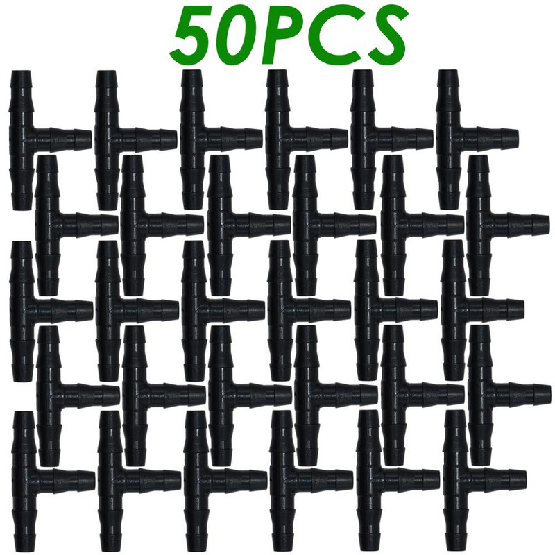 SPRYCLE 20-100PCS 1/4-инчов съединителен тройник Капково напояване Капково поливане Градински инструменти за 4 мм/7 мм тръбен маркуч Оранжерия