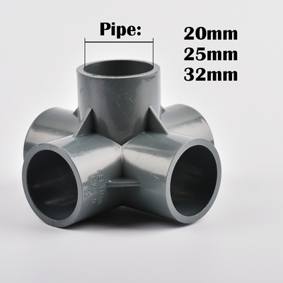 Belső átmérő 20/25/32mm 3 utas/4 utas/5 utas háromdimenziós PVC csatlakozó vízellátó csőszerelvények egyenlő csatlakozók műanyag