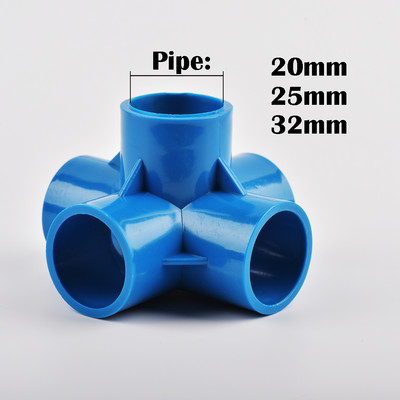 Вътрешен диаметър 20/25/32 mm 3-посочен/4-посочен/5-посочен триизмерен PVC съединител Фитинги за водоснабдителни тръби Равни съединители Пластмаса