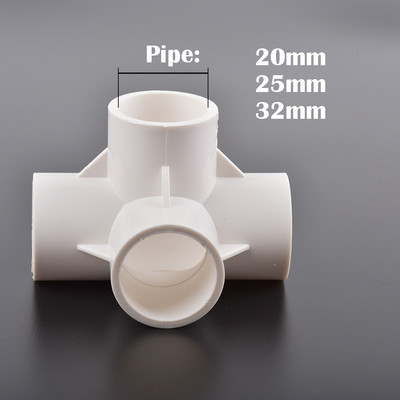 Вътрешен диаметър 20/25/32 mm 3-посочен/4-посочен/5-посочен триизмерен PVC съединител Фитинги за водоснабдителни тръби Равни съединители Пластмаса
