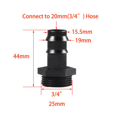 1/2 3/4 женска мъжка резба до 1/2 3/4 1 инч конектор за градински маркуч 16 mm 20 mm 25 mm фитинг за пластмасов маркуч Монтаж на тръба за напояване
